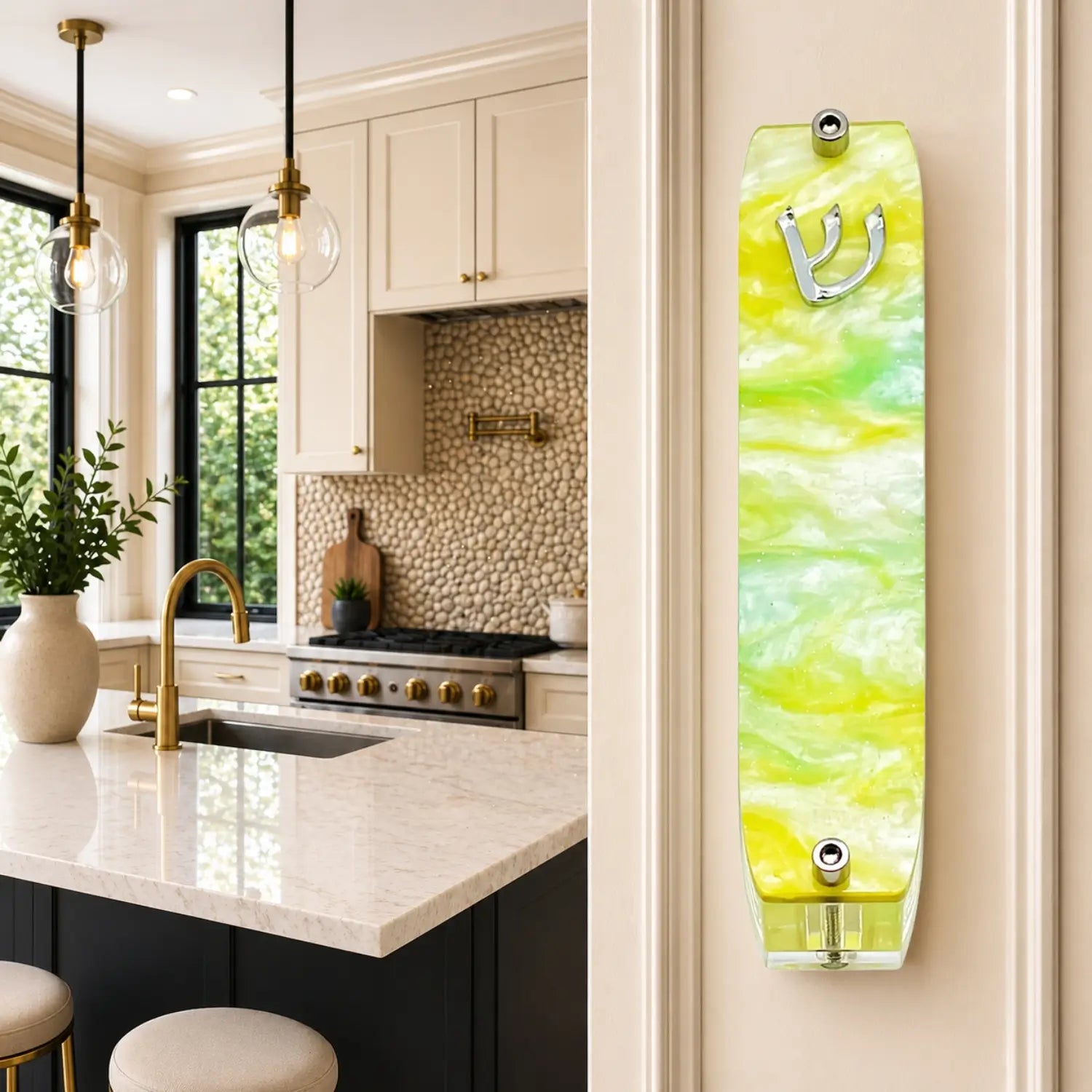 Genesis Small Mezuzah for Door – Handmade Premium Clear Acrylic Case – Model LSN-20075