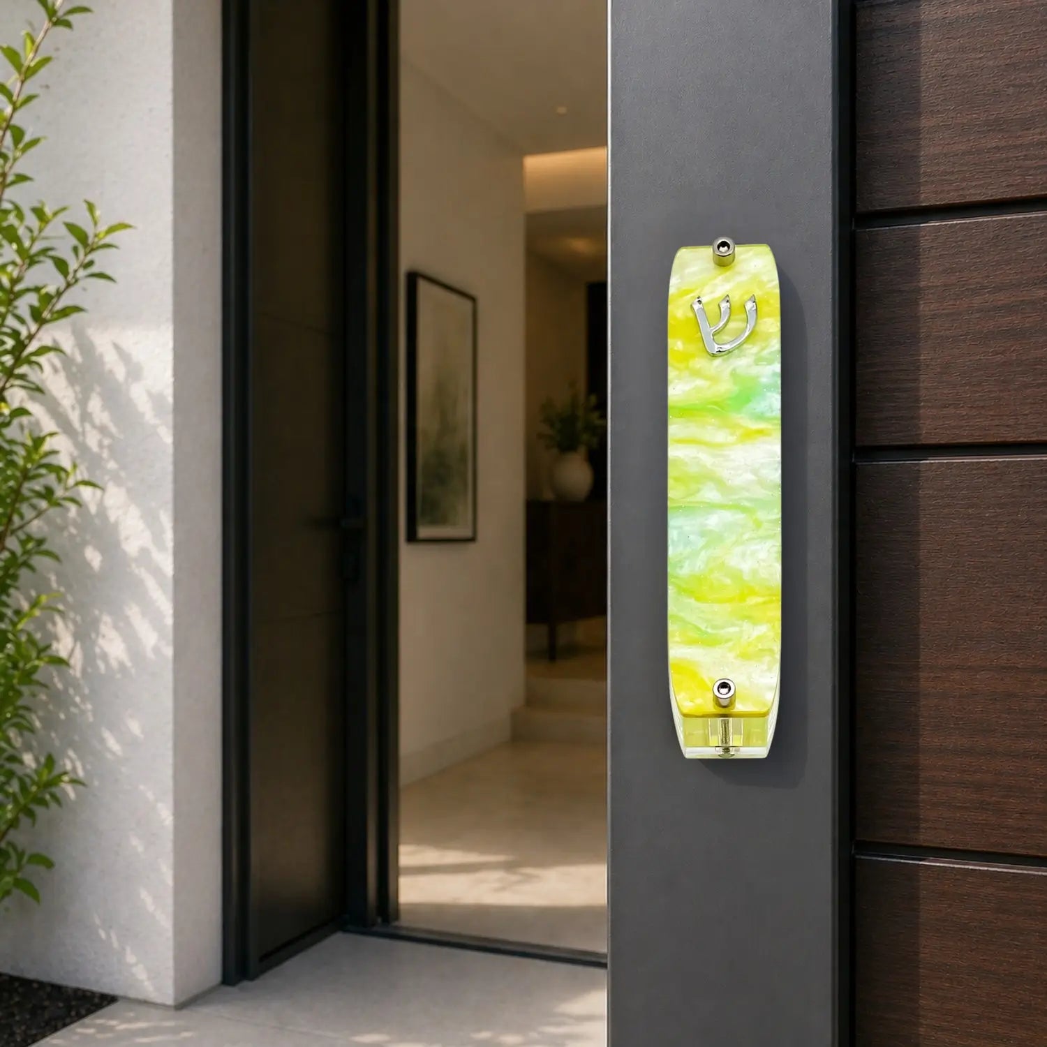 Genesis Small Mezuzah for Door – Handmade Premium Clear Acrylic Case – Model LSN-20075