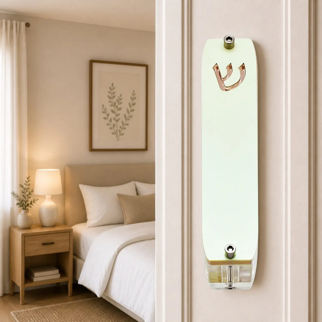 Genesis Small Mezuzah for Door – Handmade Premium Clear Acrylic Case – Model LSN-20076