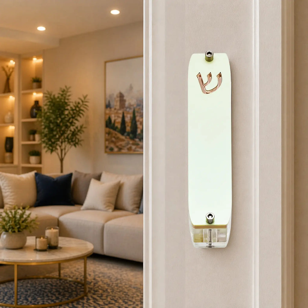 Genesis Small Mezuzah for Door – Handmade Premium Clear Acrylic Case – Model LSN-20076