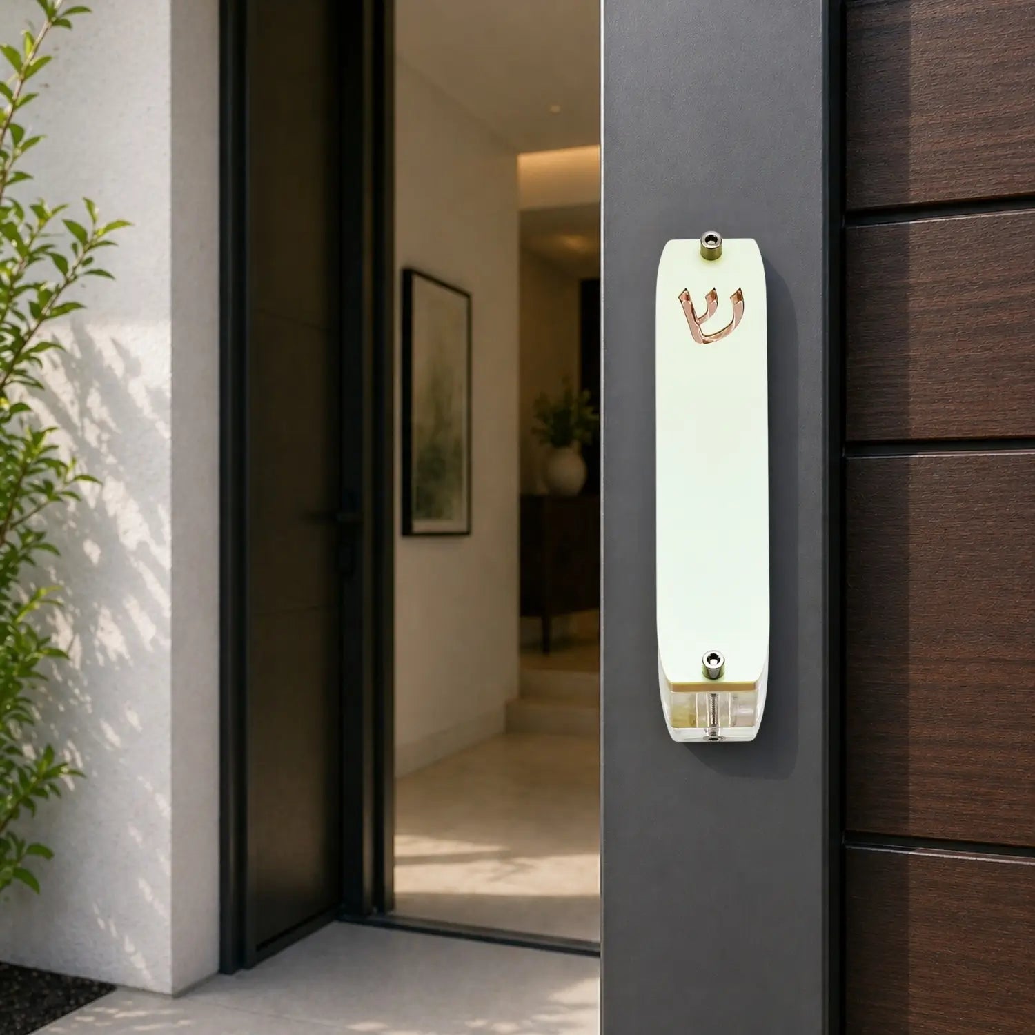 Genesis Small Mezuzah for Door – Handmade Premium Clear Acrylic Case – Model LSN-20076