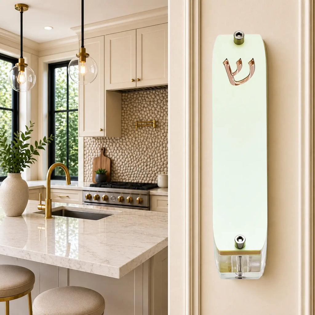 Genesis Small Mezuzah for Door – Handmade Premium Clear Acrylic Case – Model LSN-20076
