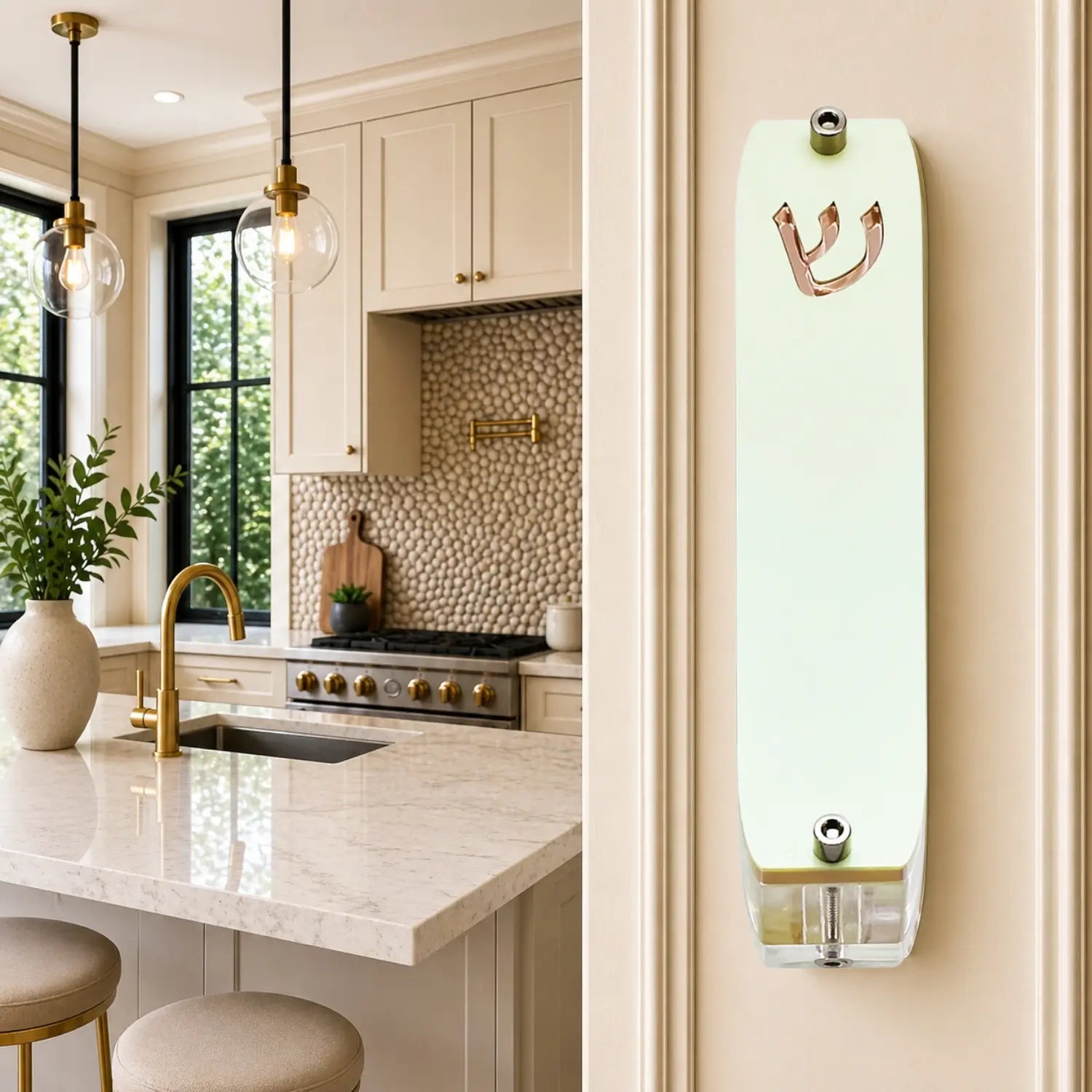 Genesis Small Mezuzah for Door – Handmade Premium Clear Acrylic Case – Model LSN-20076