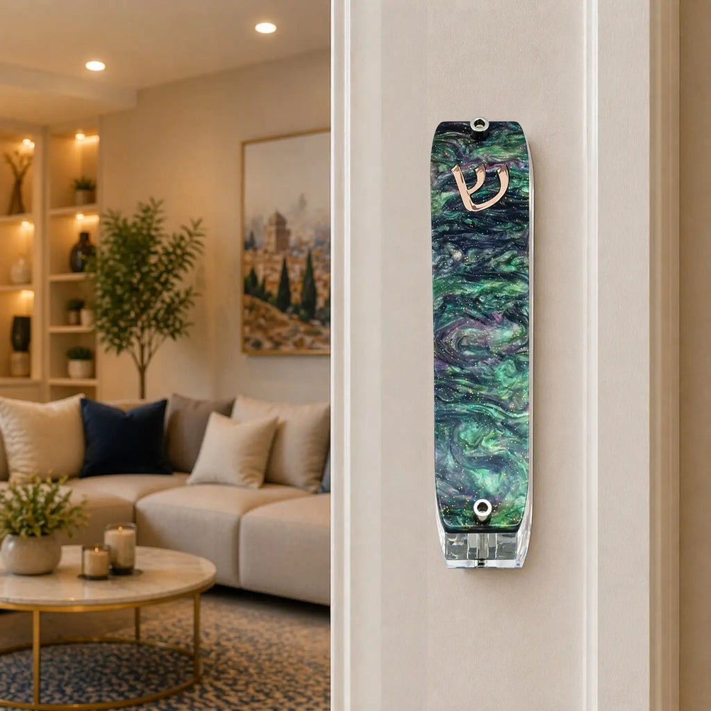 Genesis Small Mezuzah for Door – Handmade Premium Clear Acrylic Case – Model LSN-20077