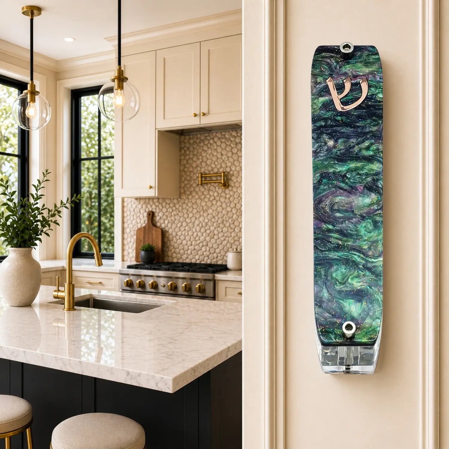 Genesis Small Mezuzah for Door – Handmade Premium Clear Acrylic Case – Model LSN-20077