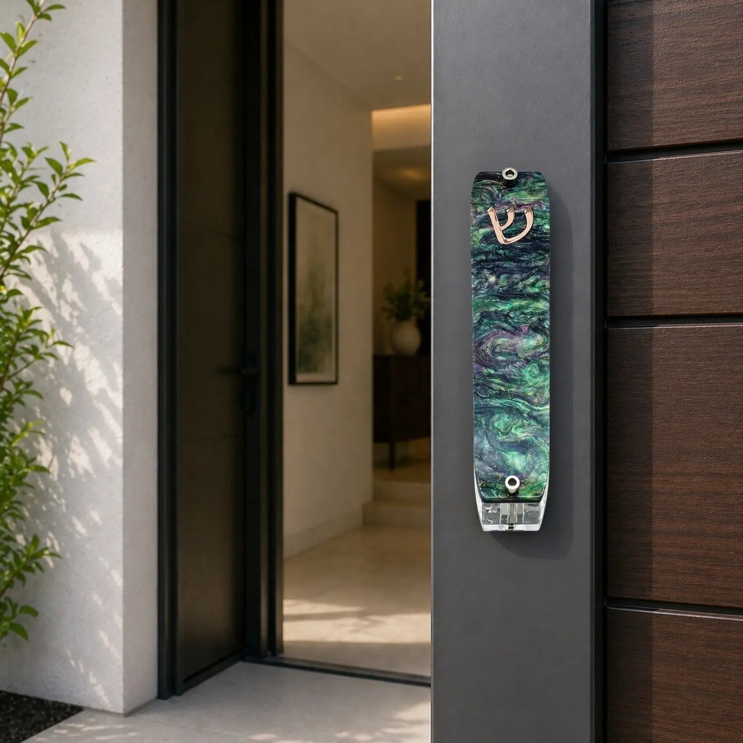 Genesis Small Mezuzah for Door – Handmade Premium Clear Acrylic Case – Model LSN-20077