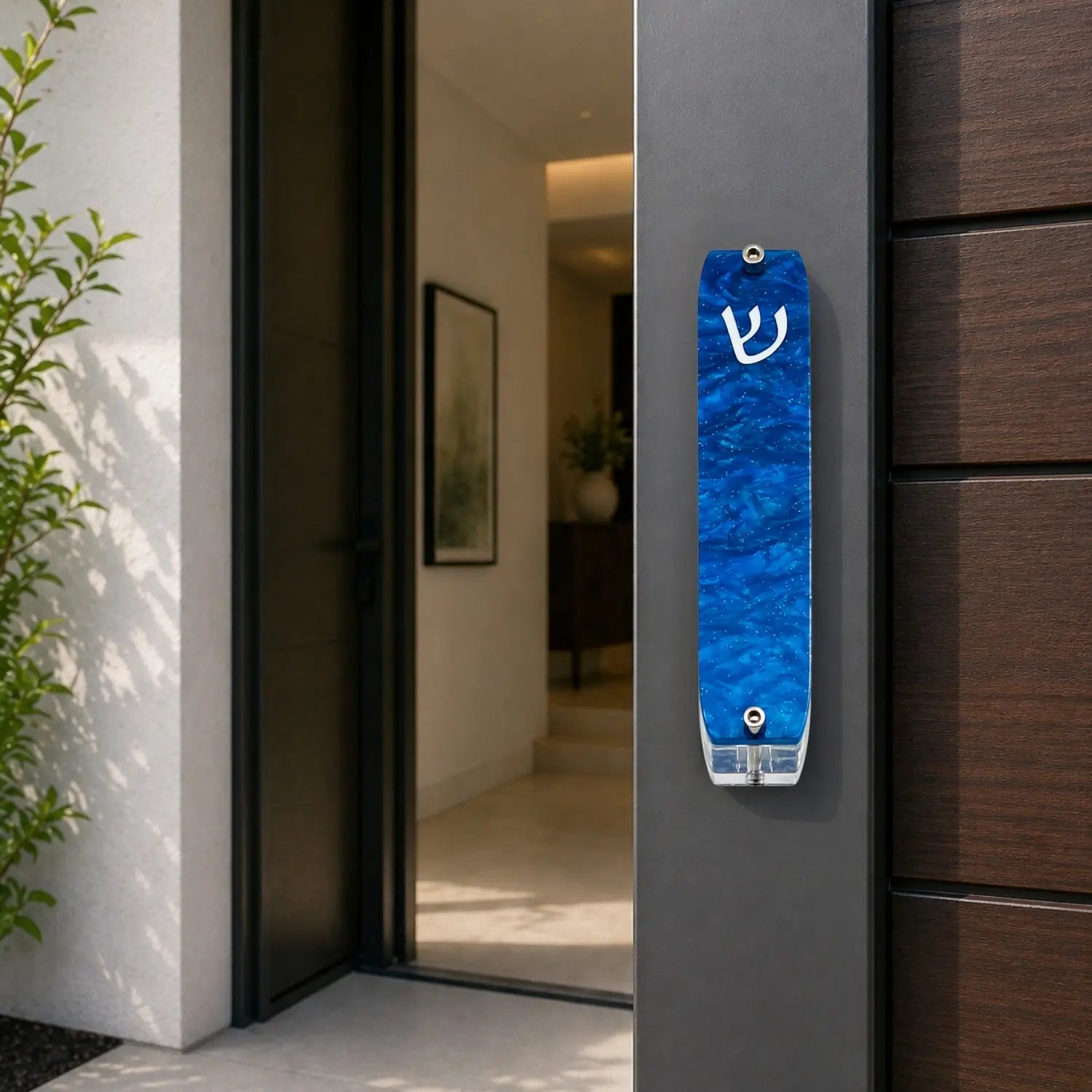 Genesis Small Mezuzah for Door – Handmade Premium Clear Acrylic Case – Model LSN-20078