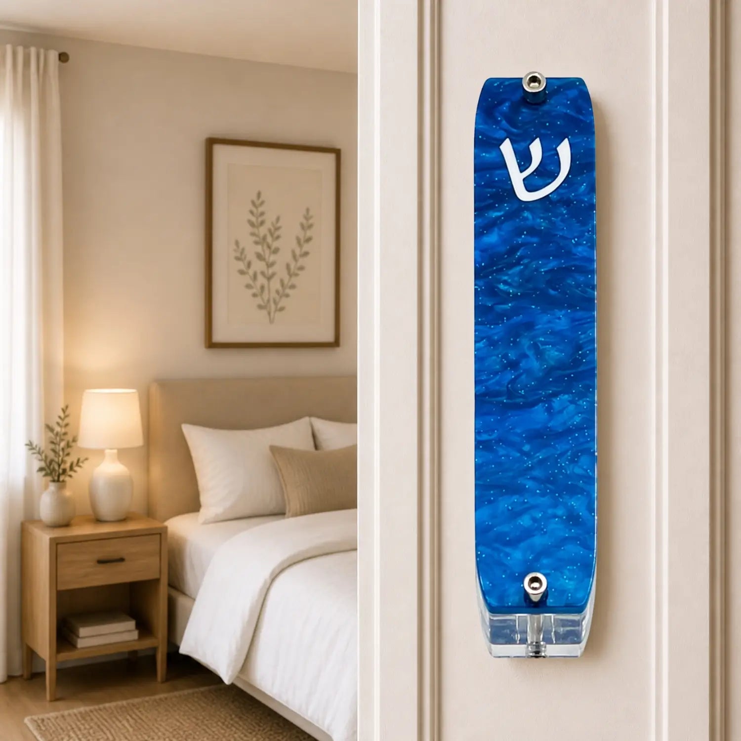 Genesis Small Mezuzah for Door – Handmade Premium Clear Acrylic Case – Model LSN-20078