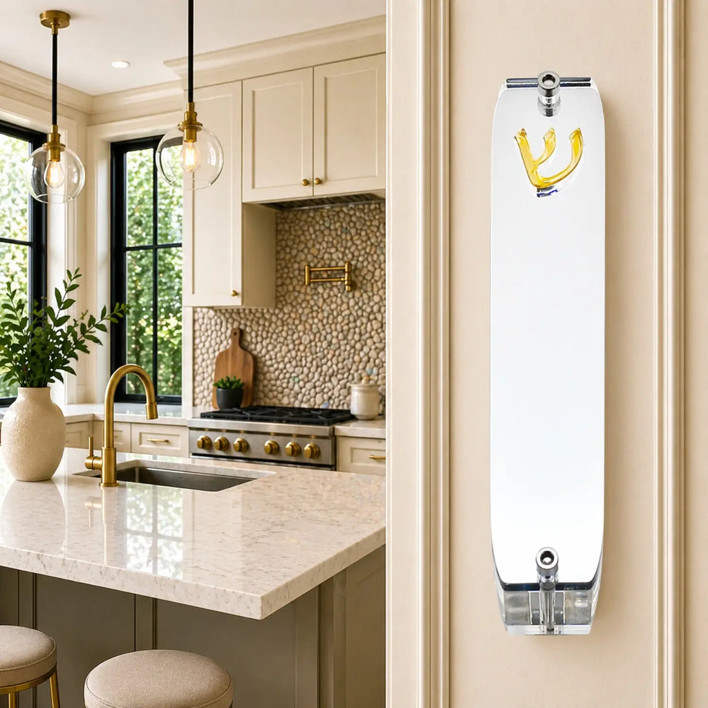 Genesis Small Mezuzah for Door – Handmade Premium Clear Acrylic Case – Model LSN-20079