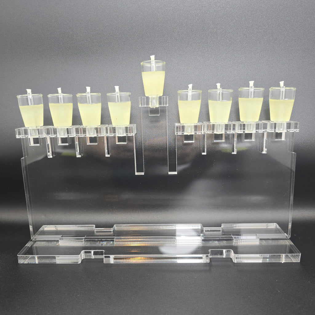 Large Personalized Classic Noa Collection Chanukiah – Custom Engraved Acrylic Hanukkah Menorah | Model # LSN-2401