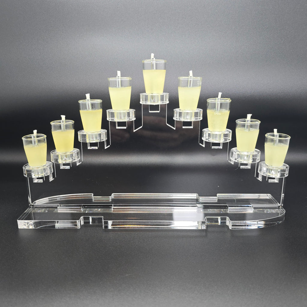 Medium Personalized Rise Noa Chanukiah – Custom Engraved Acrylic Hanukkah Menorah | Model # LSN-2403