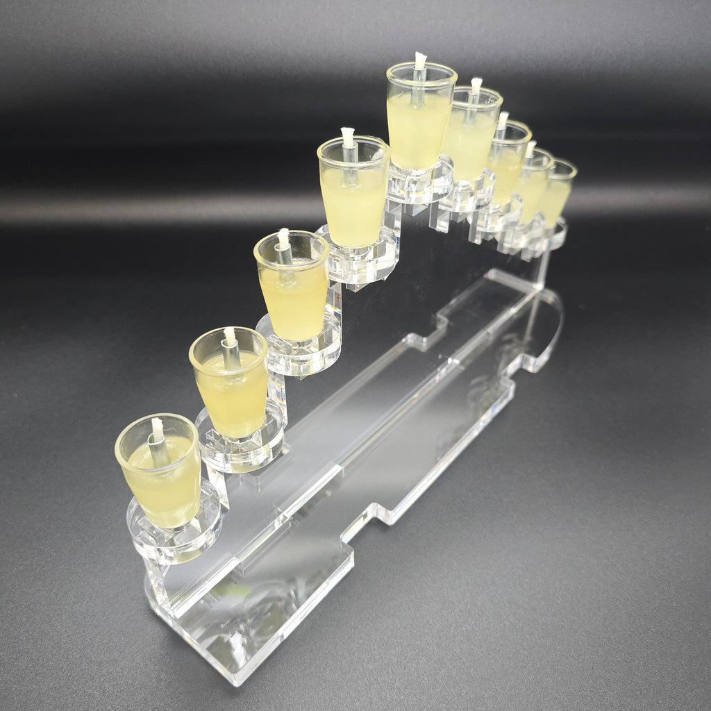 Medium Personalized Rise Noa Chanukiah – Custom Engraved Acrylic Hanukkah Menorah | Model # LSN-2403