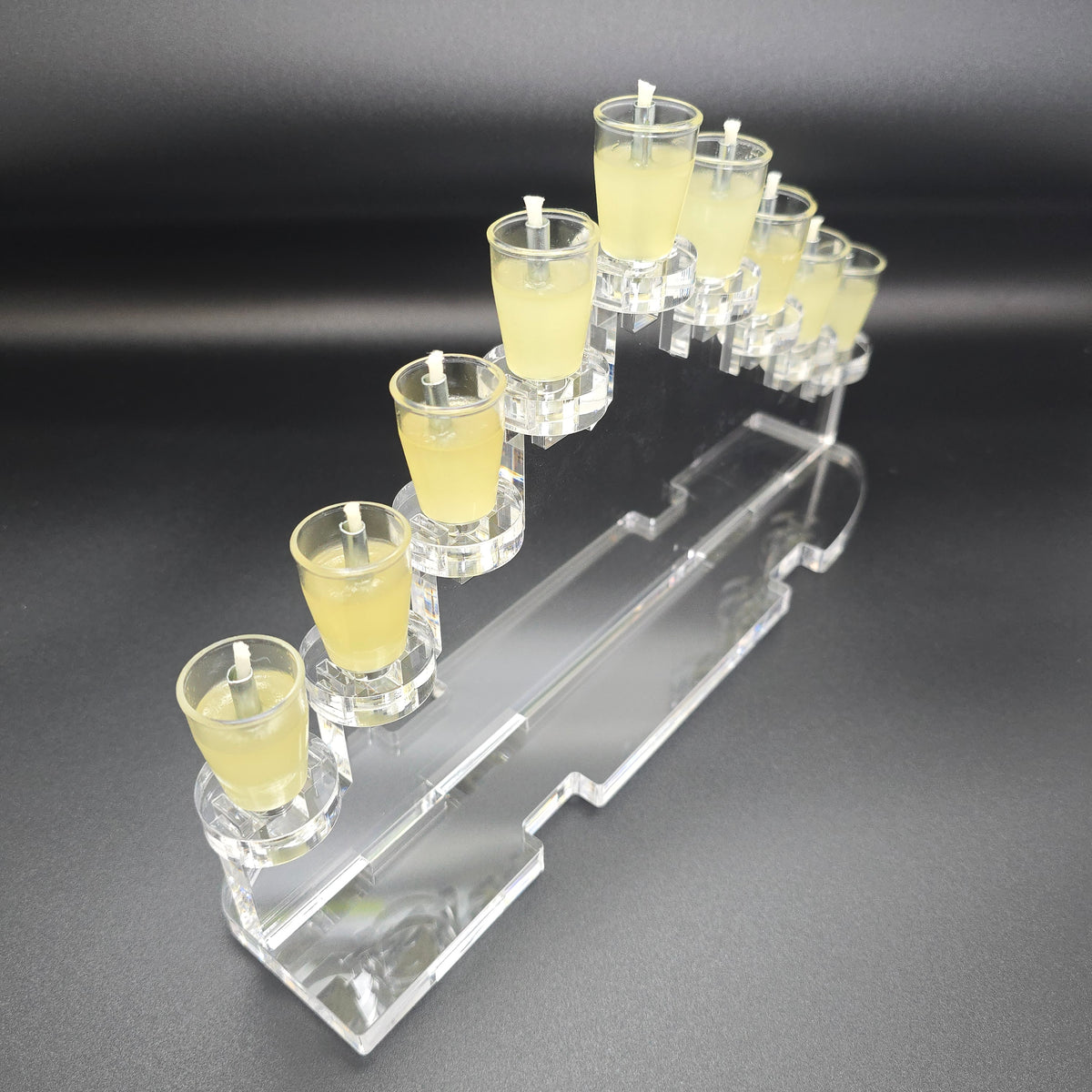 Medium Personalized Rise Noa Chanukiah – Custom Engraved Acrylic Hanukkah Menorah | Model # LSN-2403