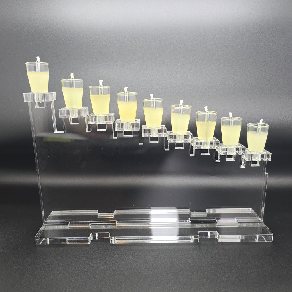 Large Personalized Step Noa Collection Chanukiah – Custom Engraved Acrylic Hanukkah Menorah | Model # LSN-2405