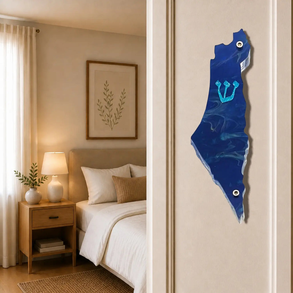 Genesis Map of Israel Mezuzah for Door – Handmade Premium Clear Acrylic Case – Model LSN-30003