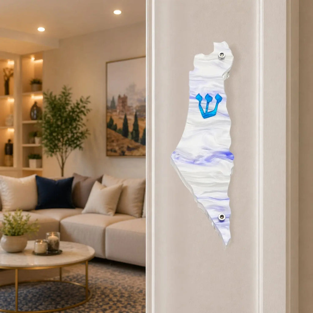 Genesis Map of Israel Mezuzah for Door – Handmade Premium Clear Acrylic Case – Model LSN-30004