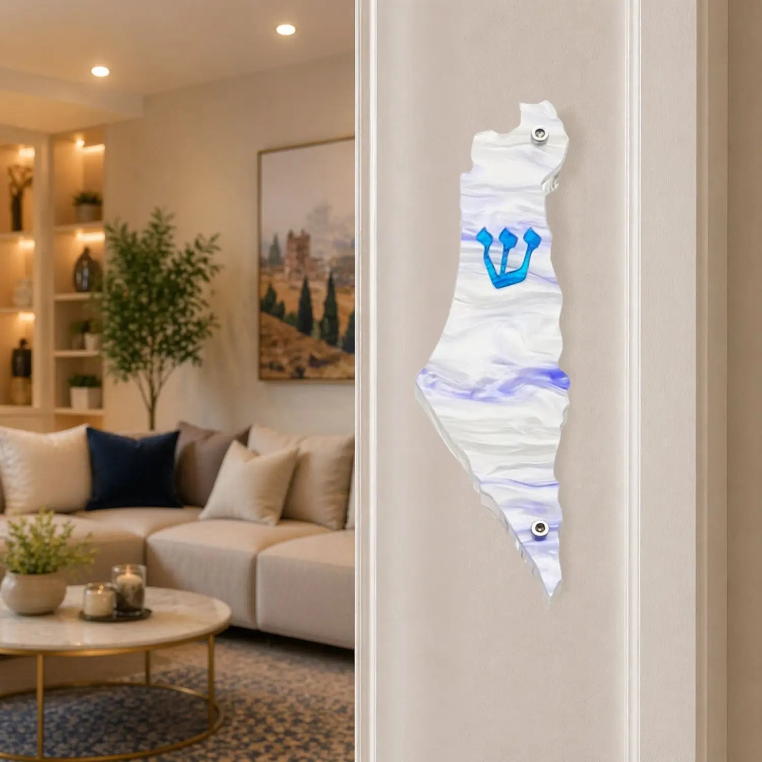 Genesis Map of Israel Mezuzah for Door – Handmade Premium Clear Acrylic Case – Model LSN-30004