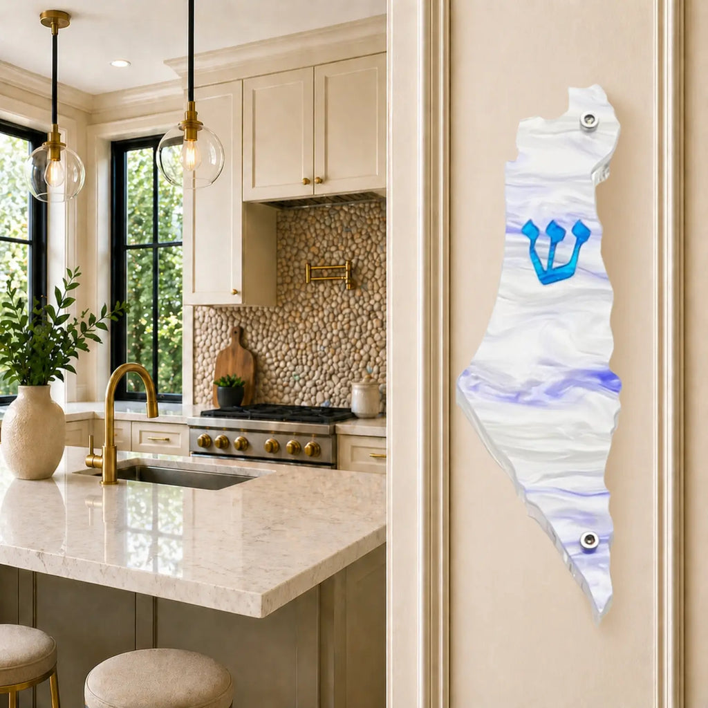 Genesis Map of Israel Mezuzah for Door – Handmade Premium Clear Acrylic Case – Model LSN-30004