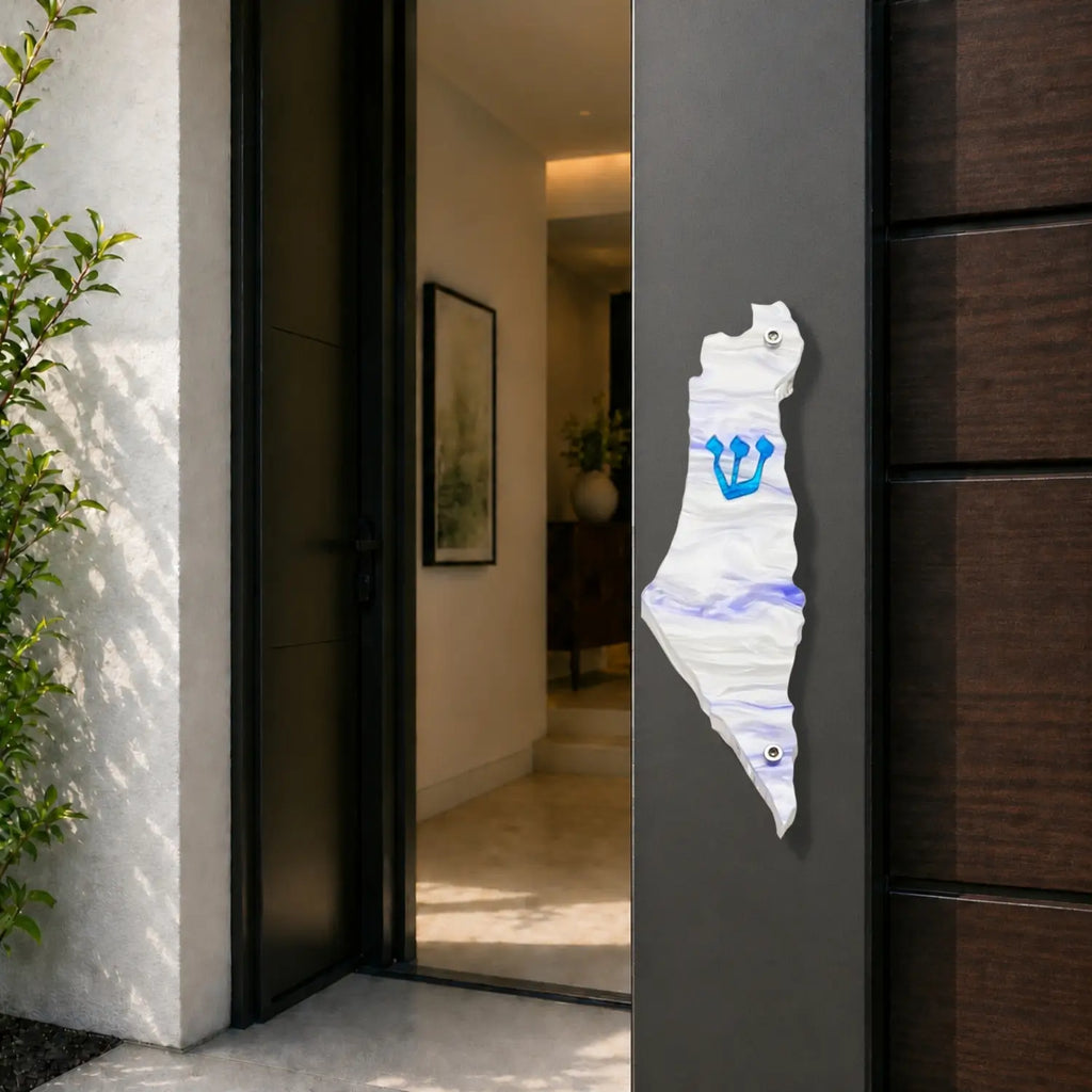 Genesis Map of Israel Mezuzah for Door – Handmade Premium Clear Acrylic Case – Model LSN-30004