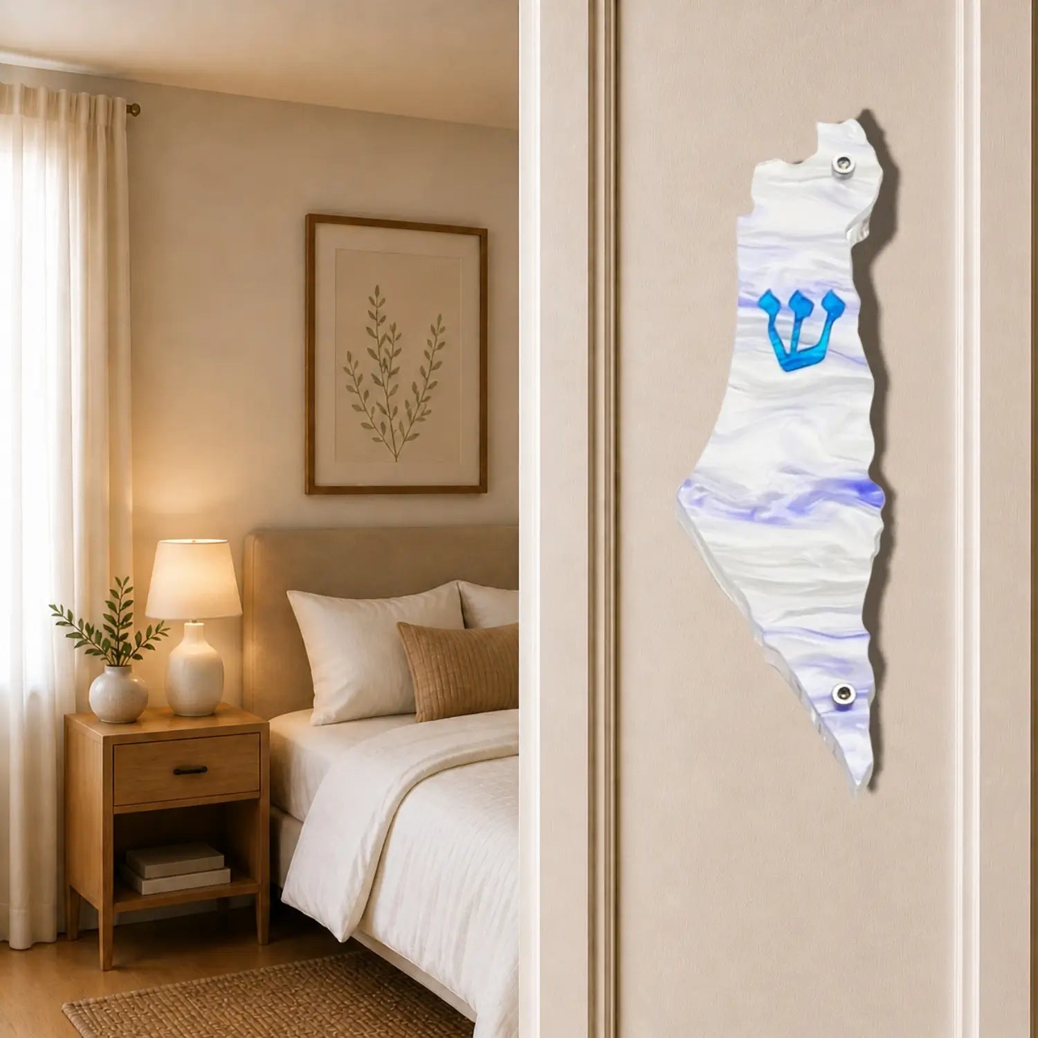 Genesis Map of Israel Mezuzah for Door – Handmade Premium Clear Acrylic Case – Model LSN-30004