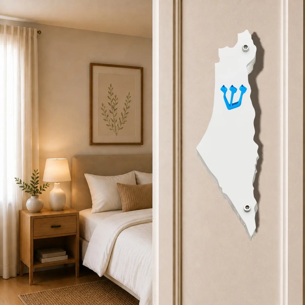 Genesis Map of Israel Mezuzah for Door – Handmade Premium Clear Acrylic Case – Model LSN-30005