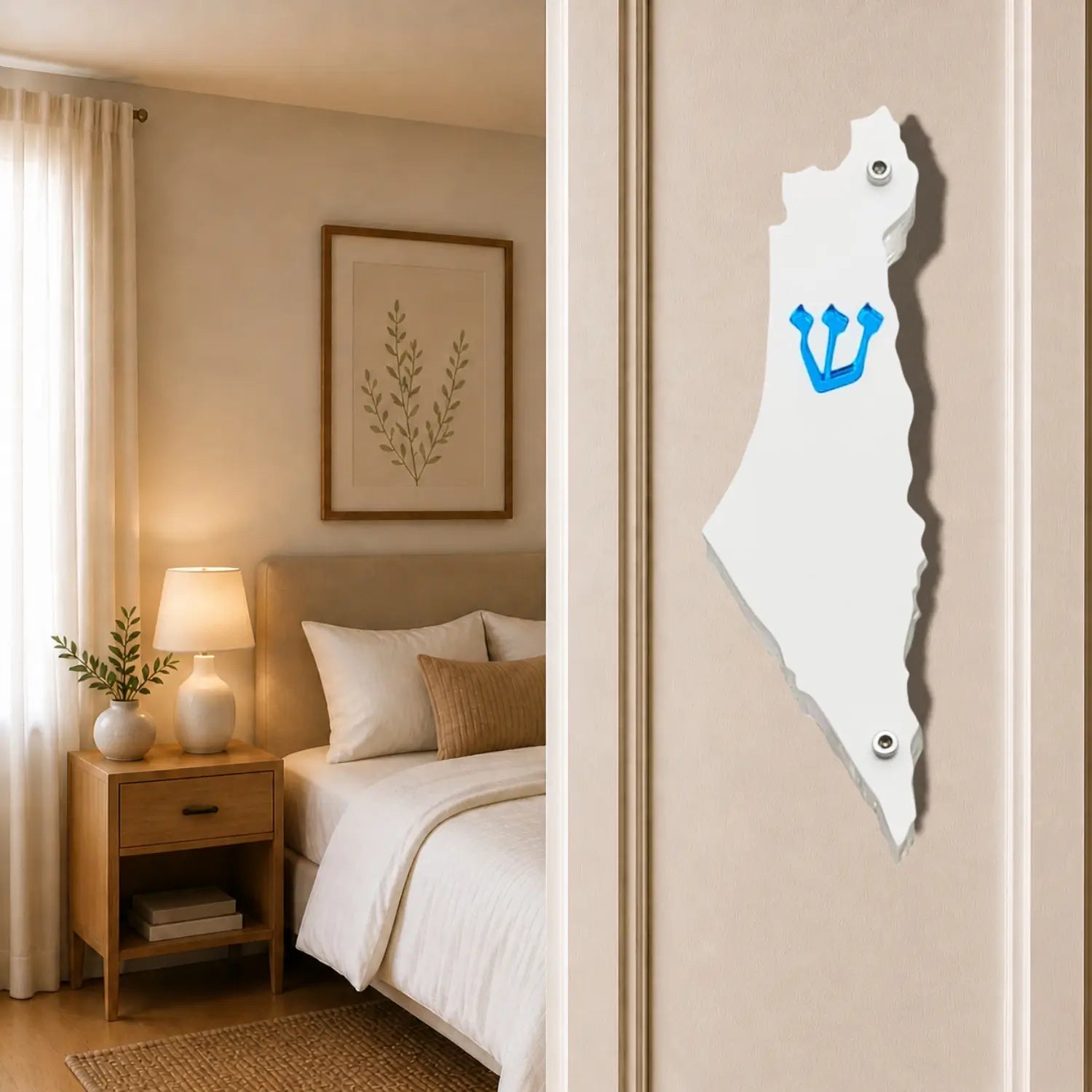 Genesis Map of Israel Mezuzah for Door – Handmade Premium Clear Acrylic Case – Model LSN-30005