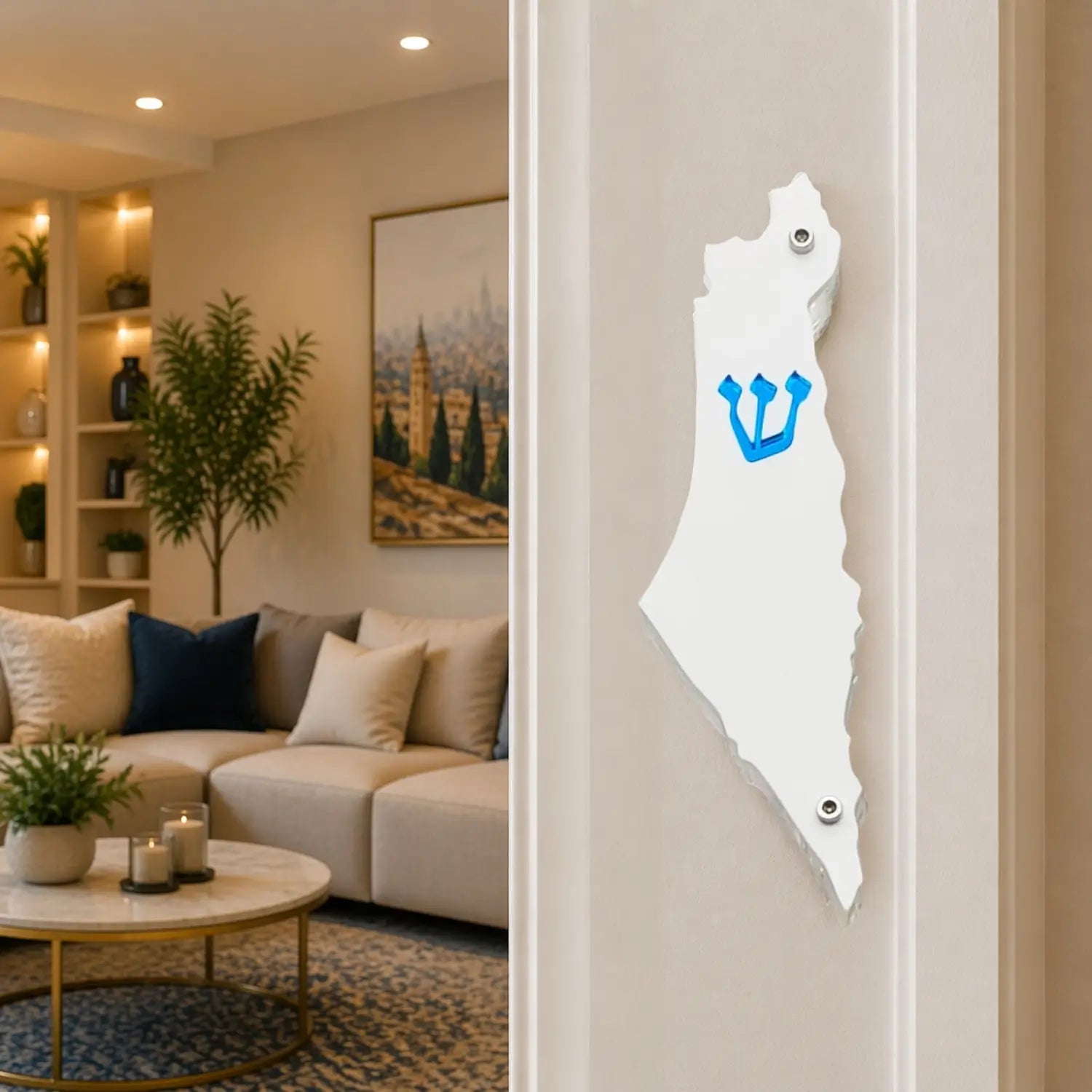Genesis Map of Israel Mezuzah for Door – Handmade Premium Clear Acrylic Case – Model LSN-30005