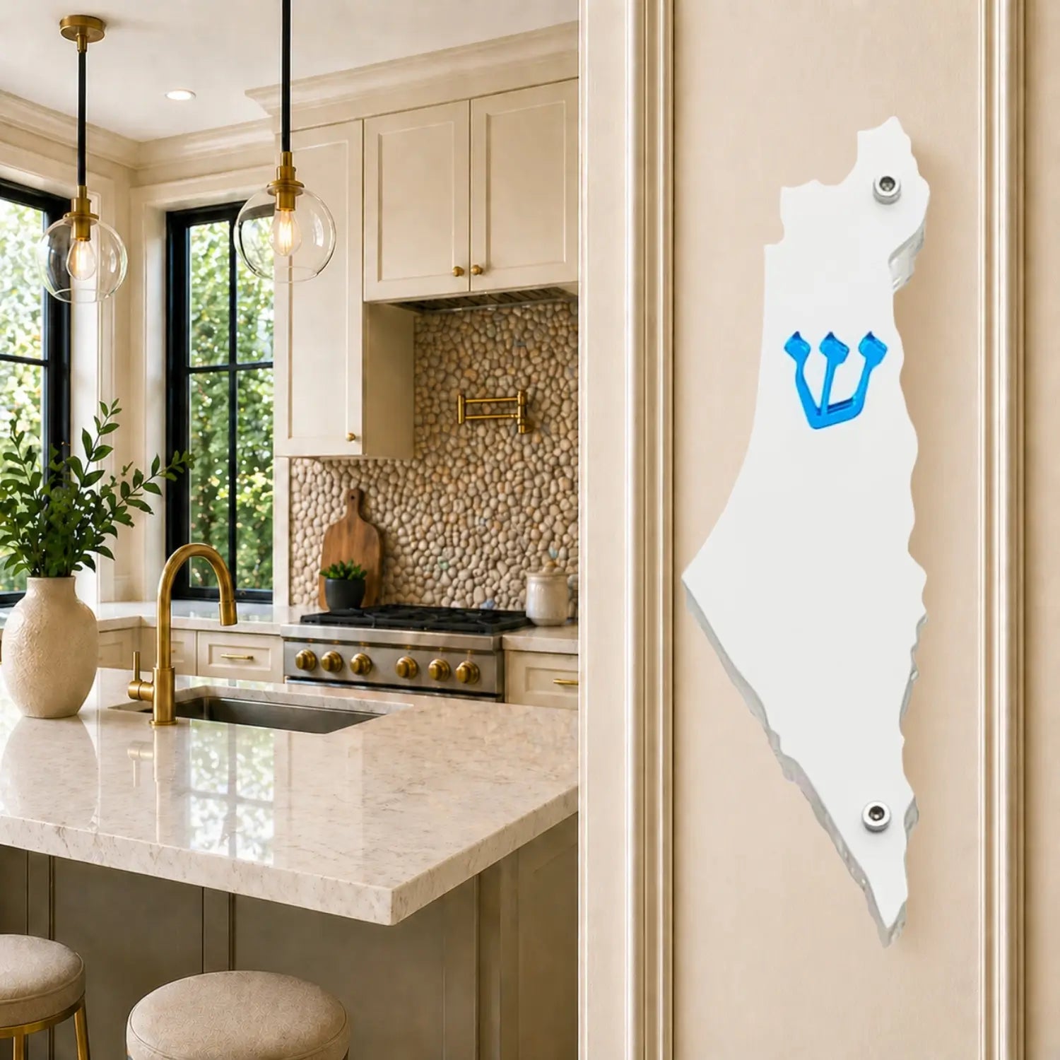 Genesis Map of Israel Mezuzah for Door – Handmade Premium Clear Acrylic Case – Model LSN-30005
