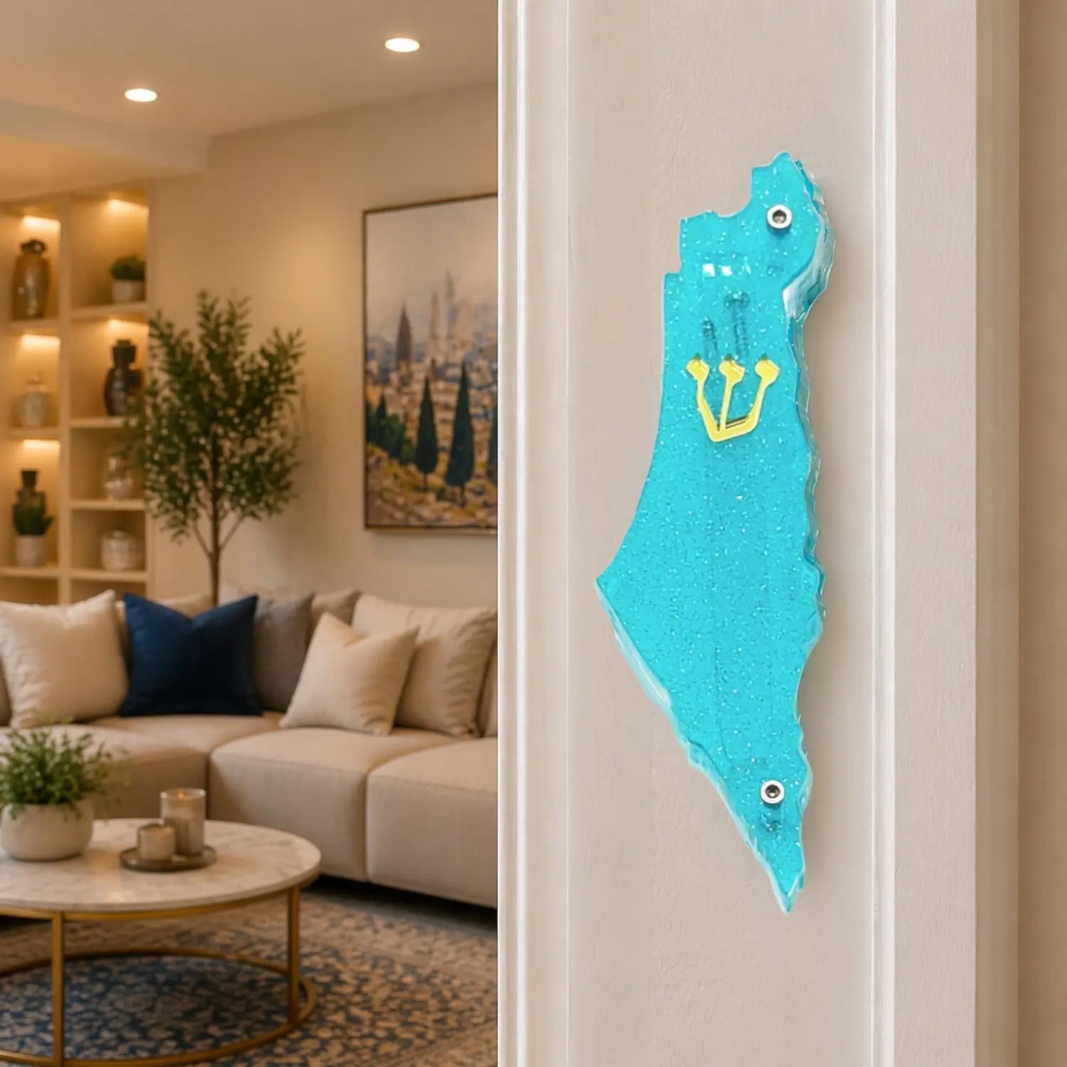 Genesis Map of Israel Mezuzah for Door – Handmade Premium Clear Acrylic Case – Model LSN-30007