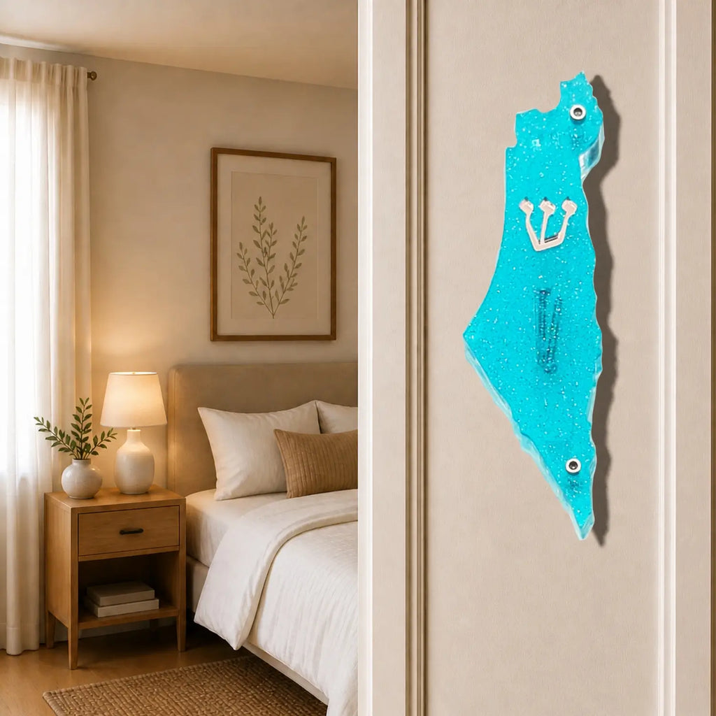 Genesis Map of Israel Mezuzah for Door – Handmade Premium Clear Acrylic Case – Model LSN-30008