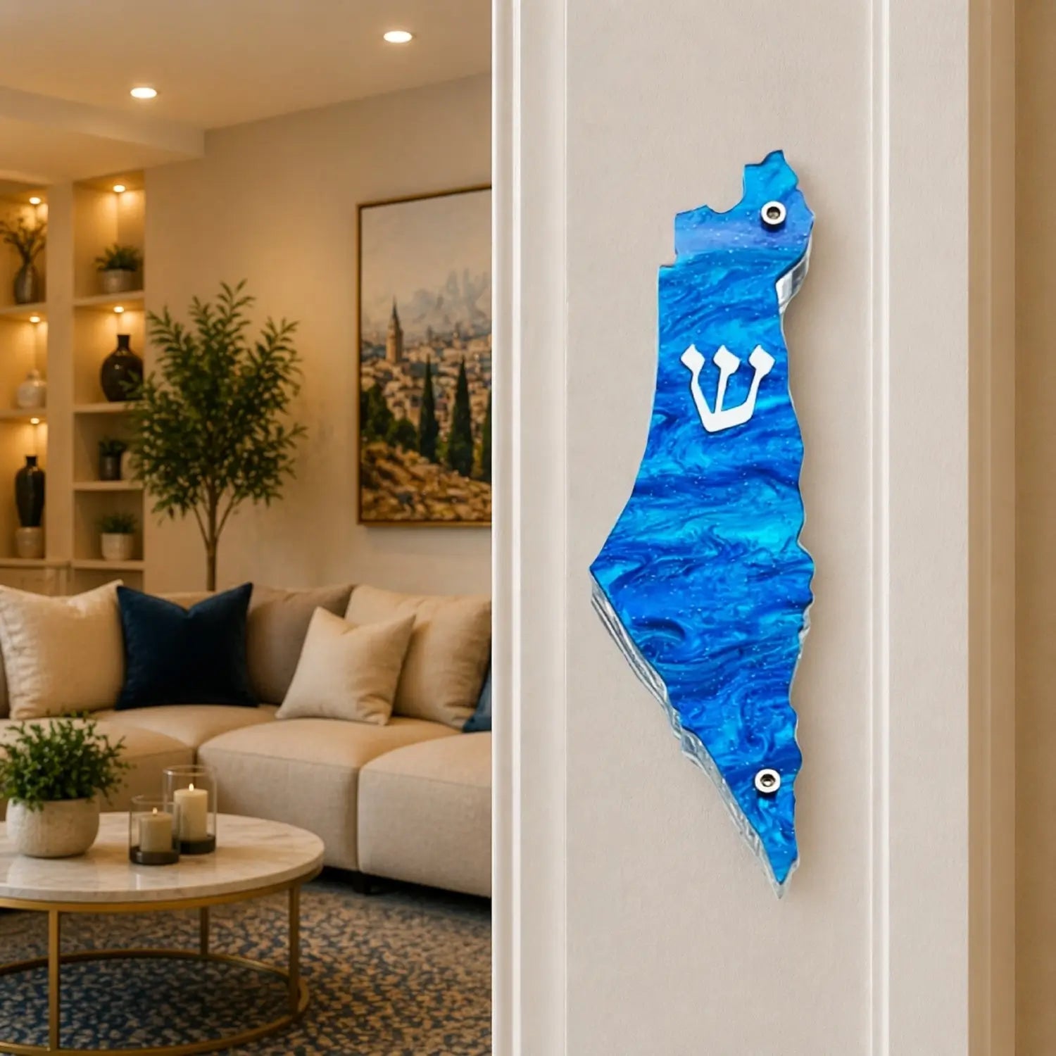 Genesis Map of Israel Mezuzah for Door – Handmade Premium Clear Acrylic Case – Model LSN-30009