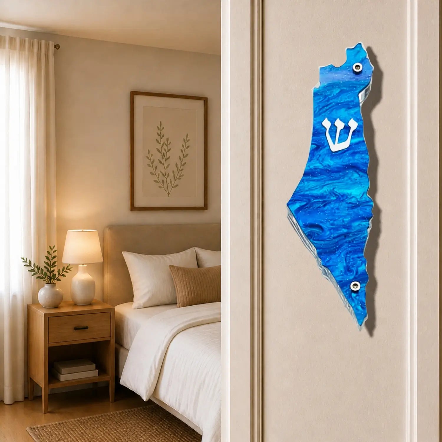 Genesis Map of Israel Mezuzah for Door – Handmade Premium Clear Acrylic Case – Model LSN-30009