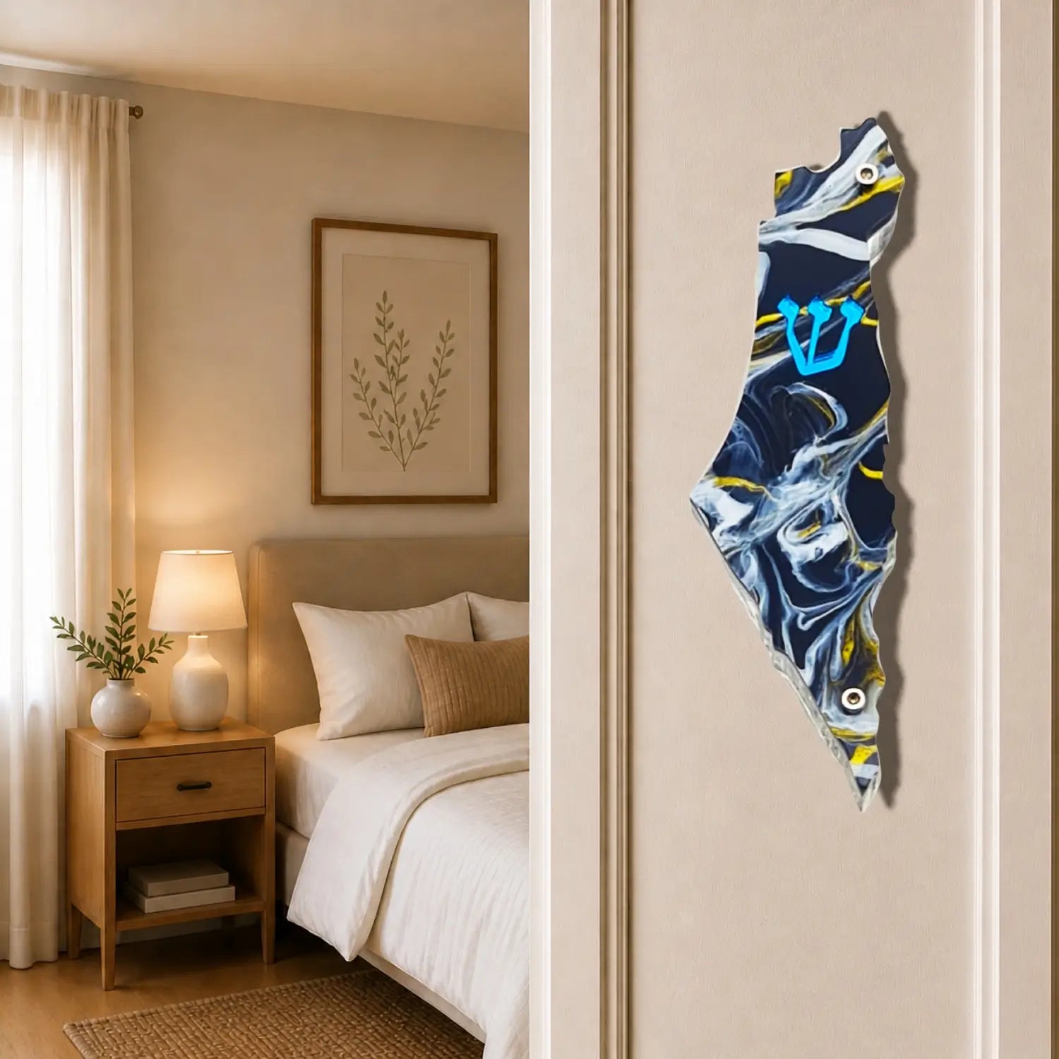 Genesis Map of Israel Mezuzah for Door – Handmade Premium Clear Acrylic Case – Model LSN-30010