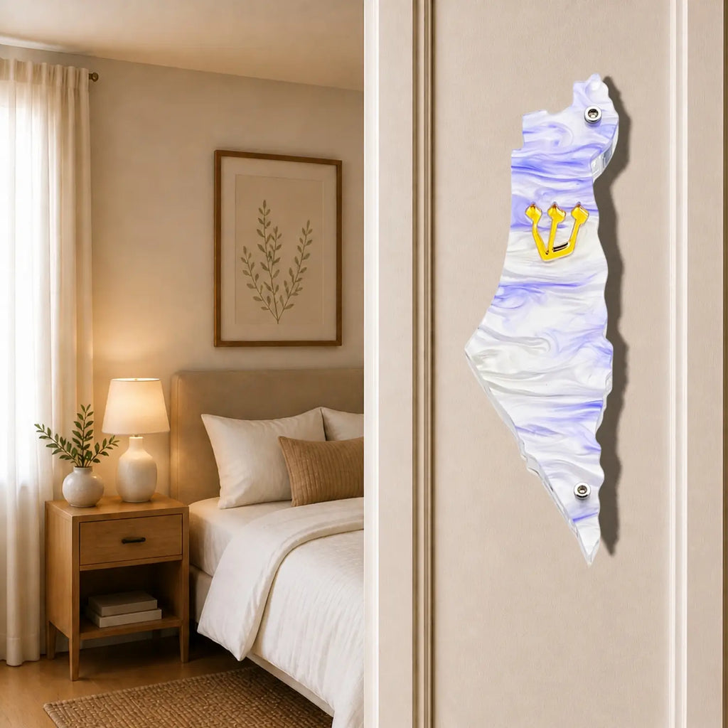 Genesis Map of Israel Mezuzah for Door – Handmade Premium Clear Acrylic Case – Model LSN-30011