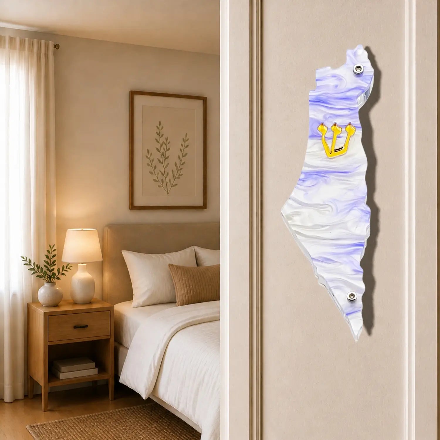 Genesis Map of Israel Mezuzah for Door – Handmade Premium Clear Acrylic Case – Model LSN-30011