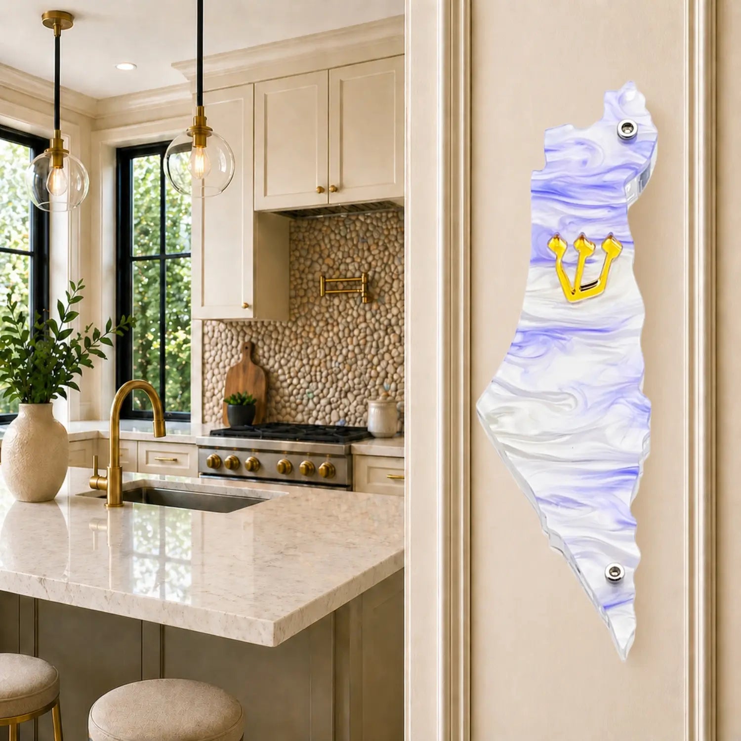 Genesis Map of Israel Mezuzah for Door – Handmade Premium Clear Acrylic Case – Model LSN-30011