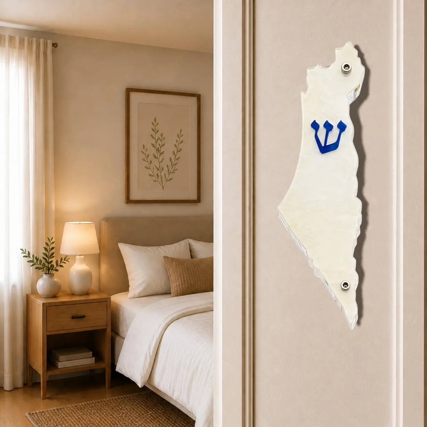 Genesis Map of Israel Mezuzah for Door – Handmade Premium Clear Acrylic Case – Model LSN-30012