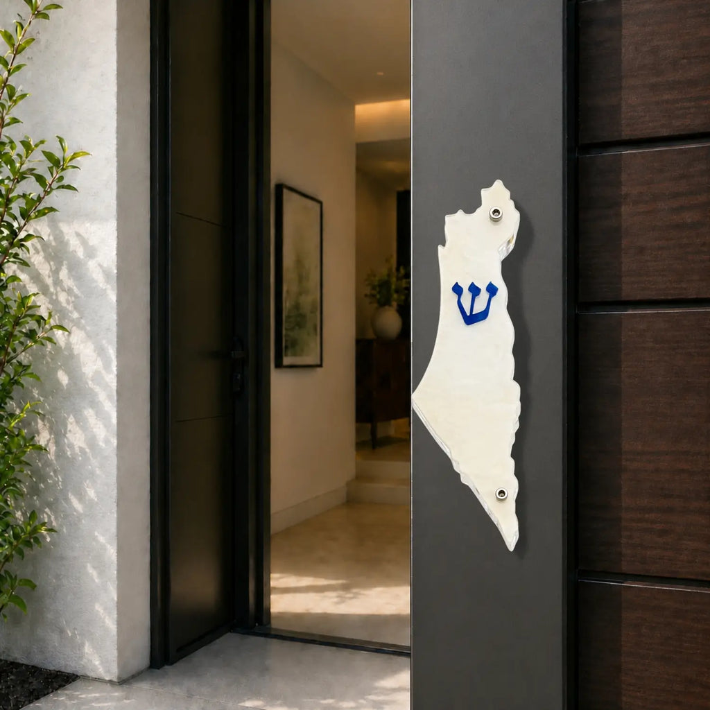 Genesis Map of Israel Mezuzah for Door – Handmade Premium Clear Acrylic Case – Model LSN-30012