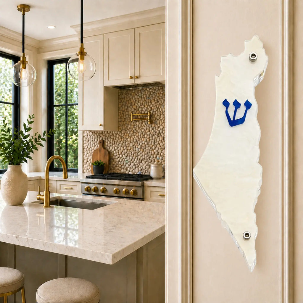 Genesis Map of Israel Mezuzah for Door – Handmade Premium Clear Acrylic Case – Model LSN-30012