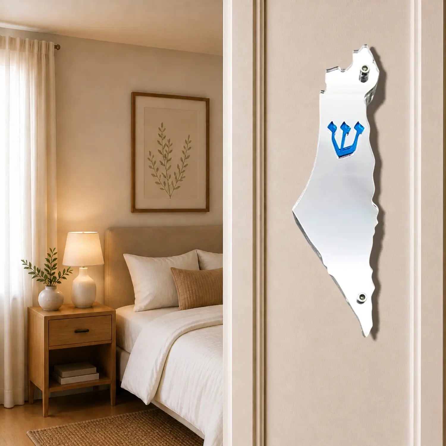 Genesis Map of Israel Mezuzah for Door – Handmade Premium Clear Acrylic Case – Model LSN-30013