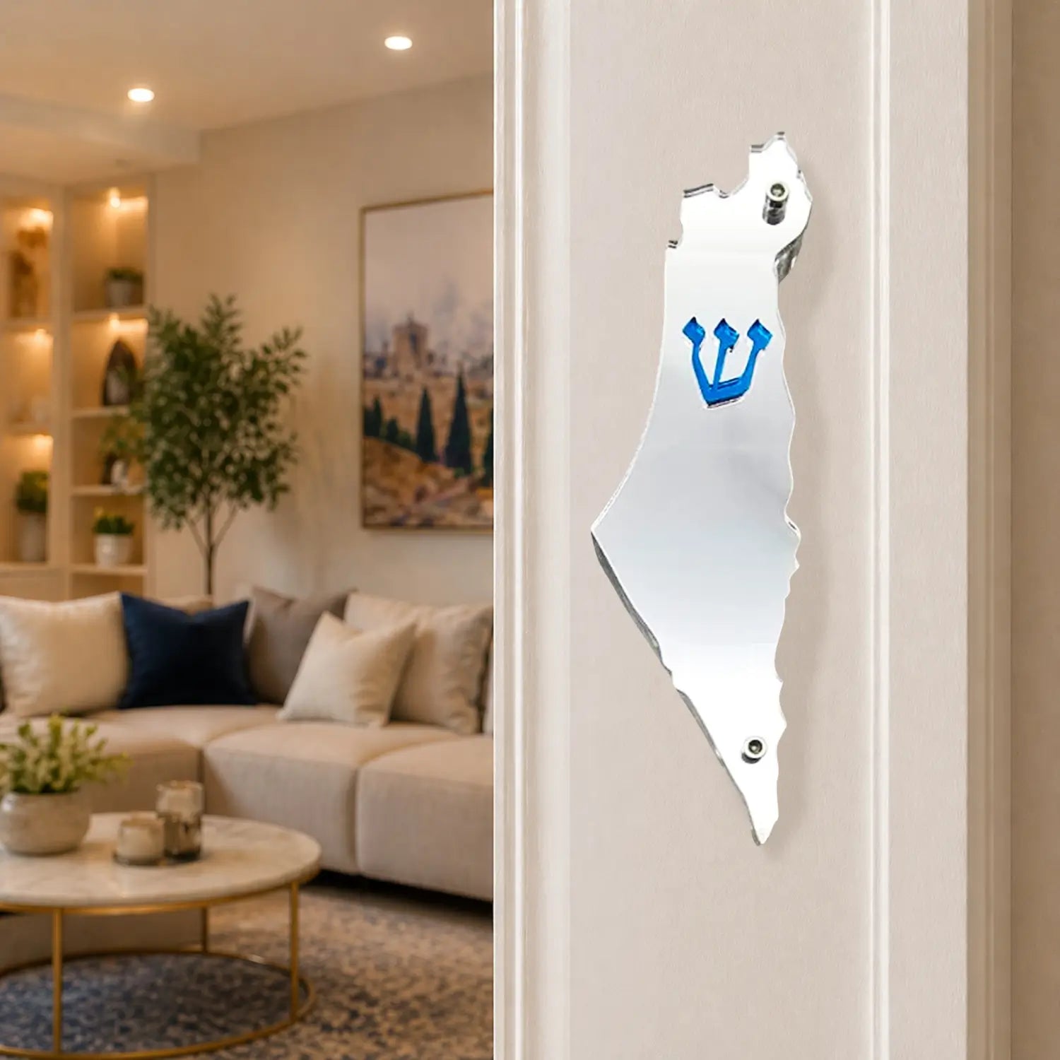 Genesis Map of Israel Mezuzah for Door – Handmade Premium Clear Acrylic Case – Model LSN-30013