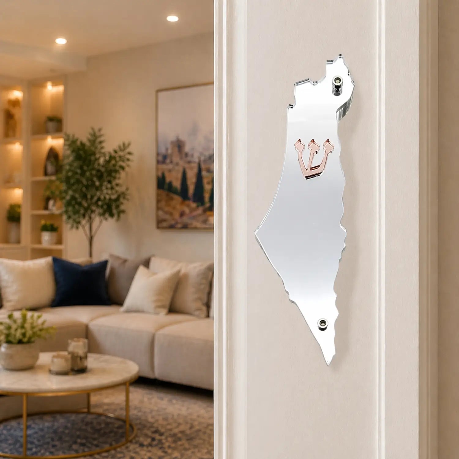 Genesis Map of Israel Mezuzah for Door – Handmade Premium Clear Acrylic Case – Model LSN-30014
