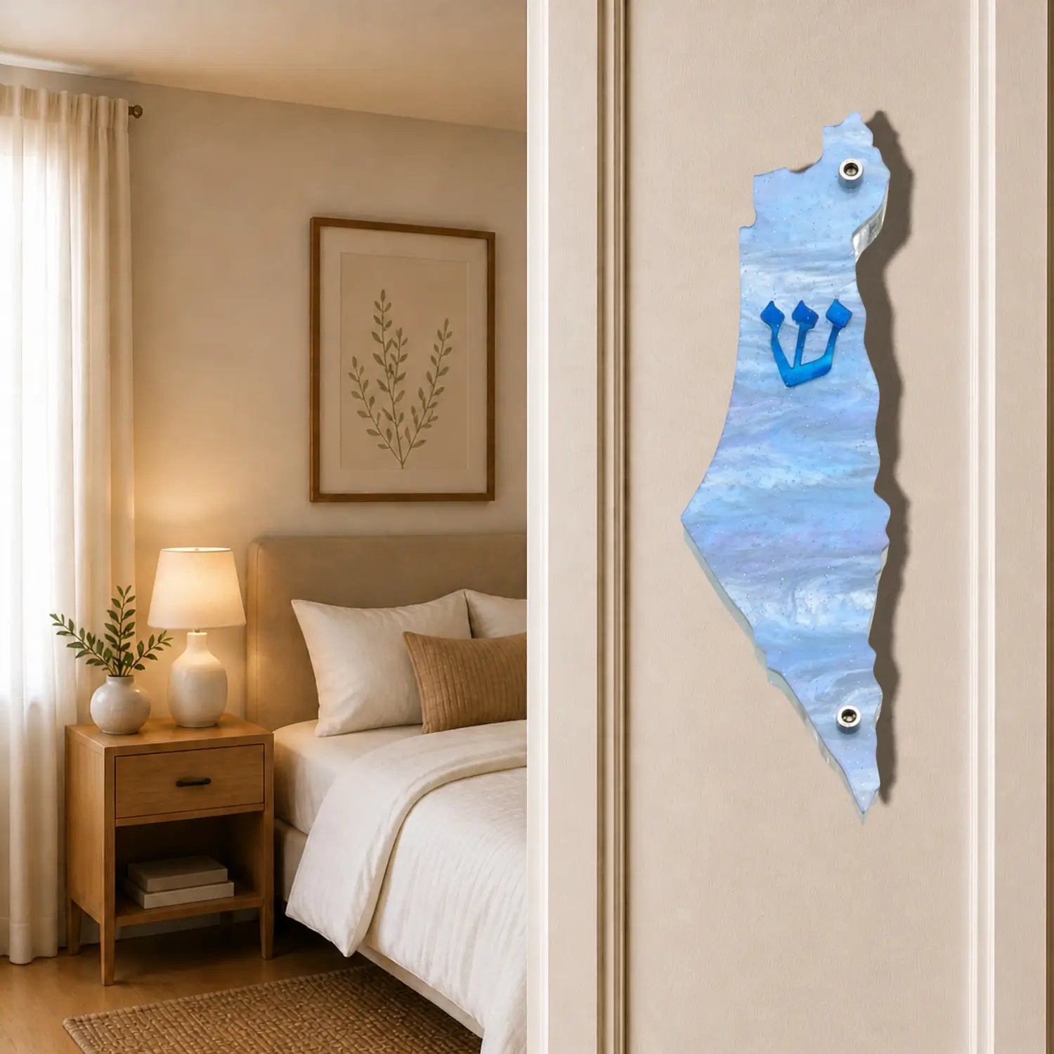 Genesis Map of Israel Mezuzah for Door – Handmade Premium Clear Acrylic Case – Model LSN-30016