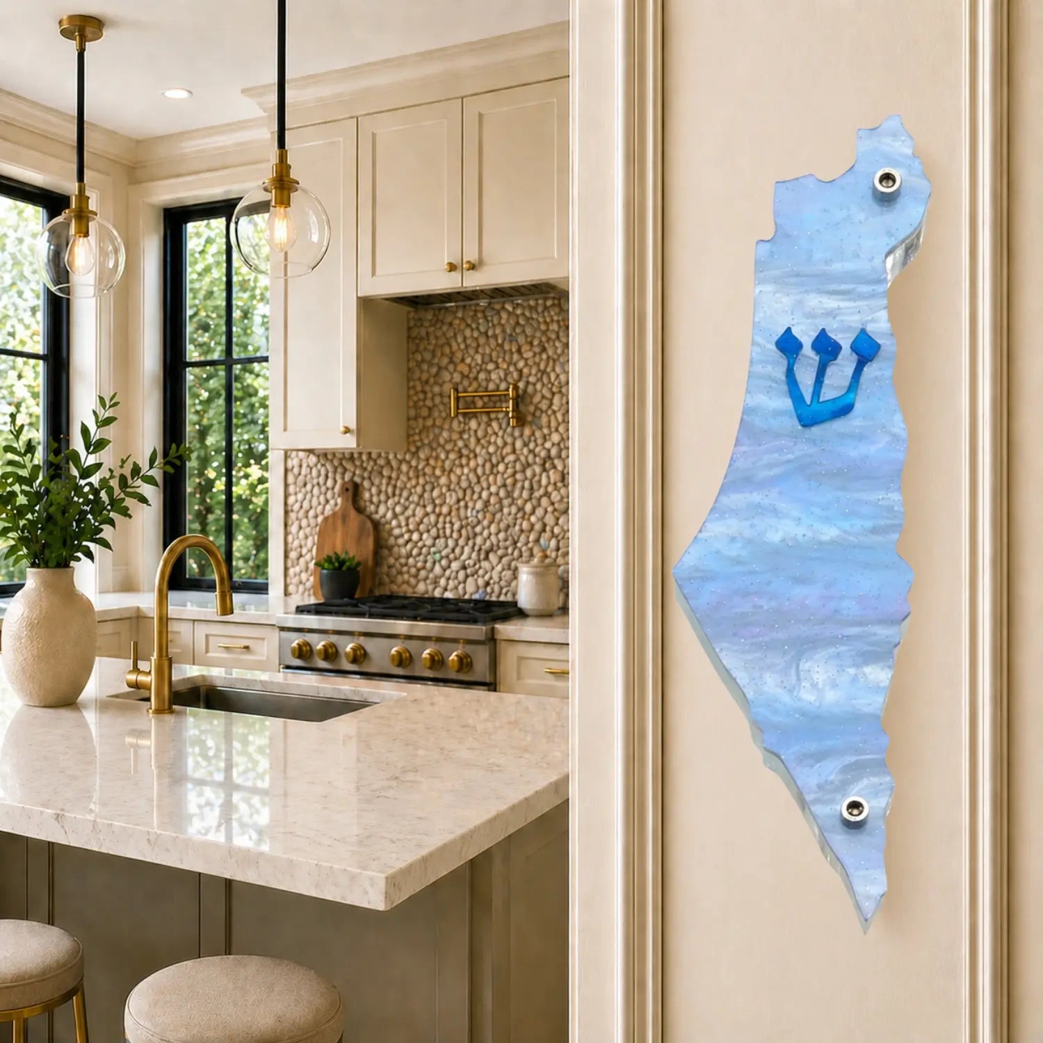 Genesis Map of Israel Mezuzah for Door – Handmade Premium Clear Acrylic Case – Model LSN-30016