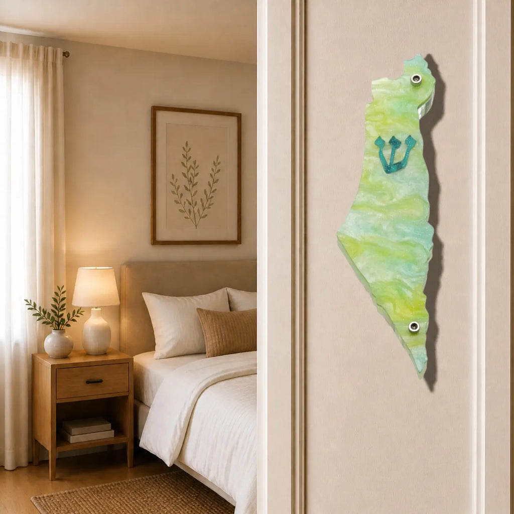 Genesis Map of Israel Mezuzah for Door – Handmade Premium Clear Acrylic Case – Model LSN-30017