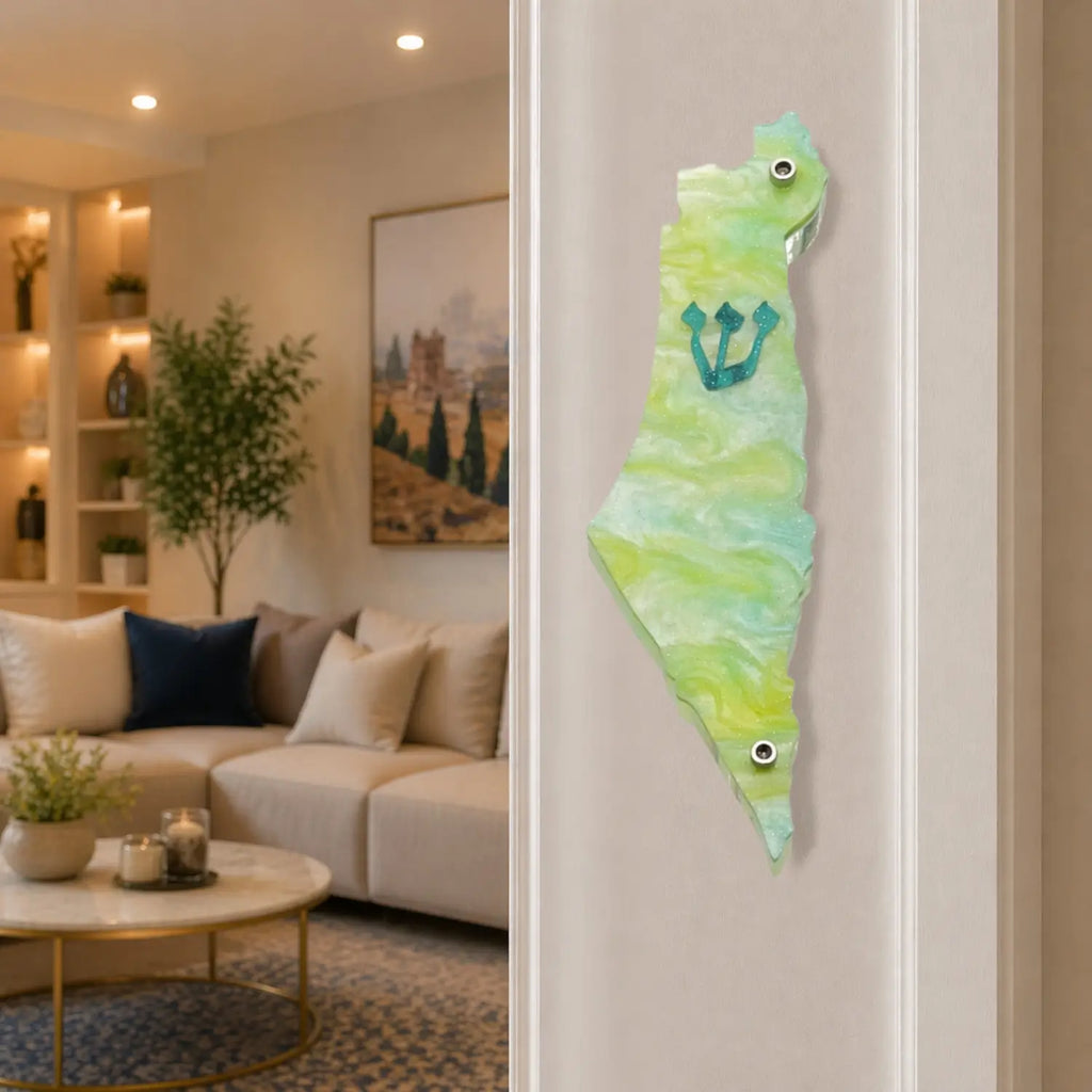 Genesis Map of Israel Mezuzah for Door – Handmade Premium Clear Acrylic Case – Model LSN-30017