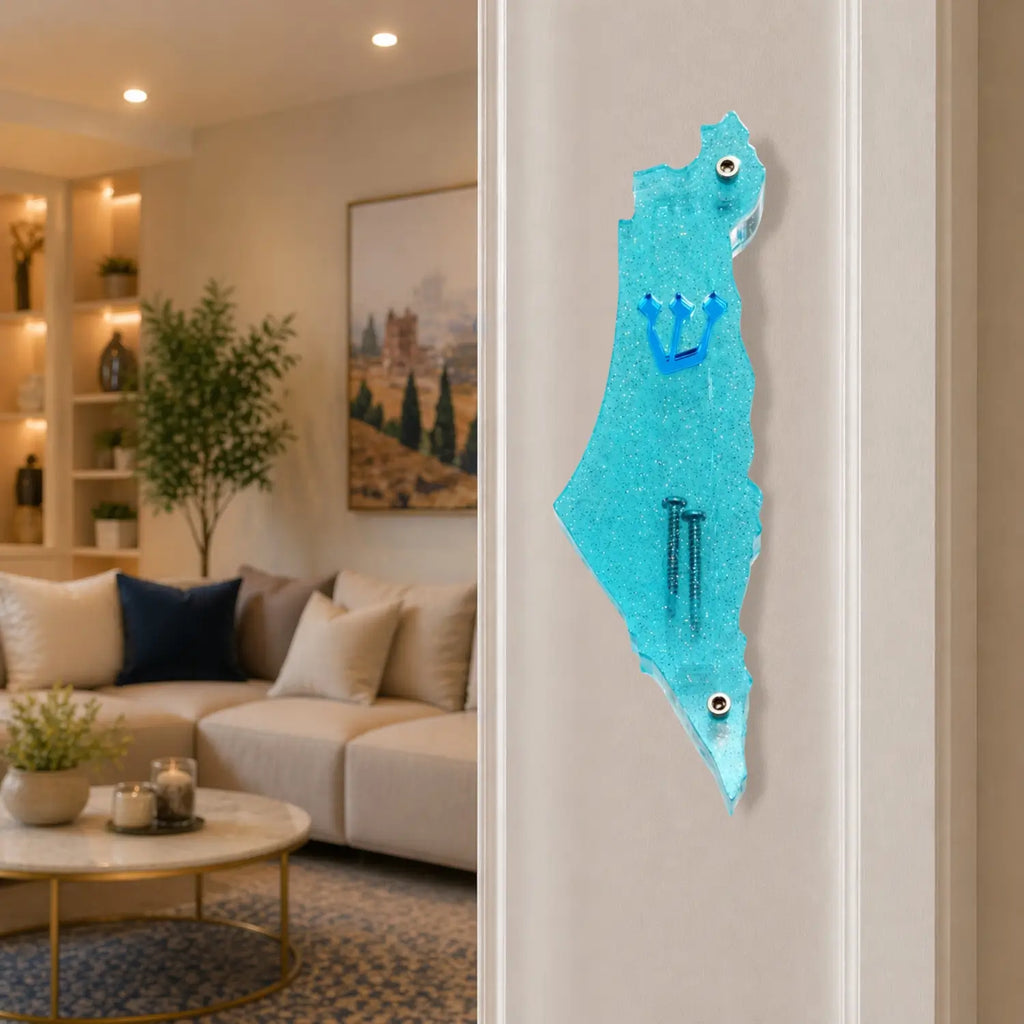 Genesis Map of Israel Mezuzah for Door – Handmade Premium Clear Acrylic Case – Model LSN-30018