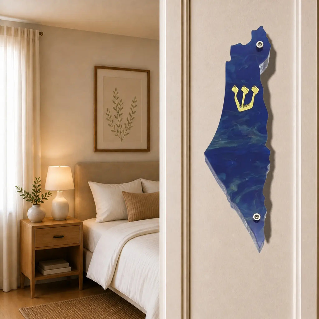 Genesis Map of Israel Mezuzah for Door – Handmade Premium Clear Acrylic Case – Model LSN-30020