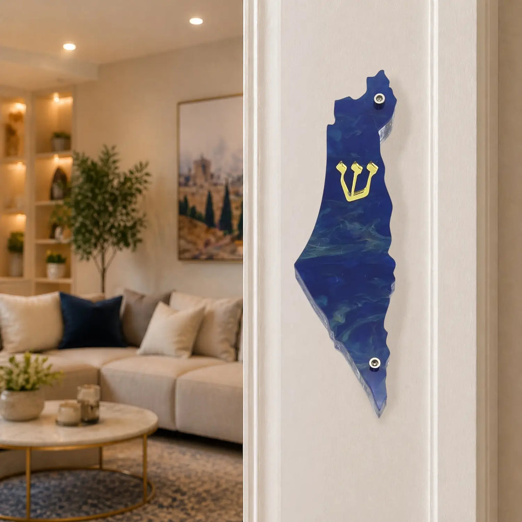 Genesis Map of Israel Mezuzah for Door – Handmade Premium Clear Acrylic Case – Model LSN-30020