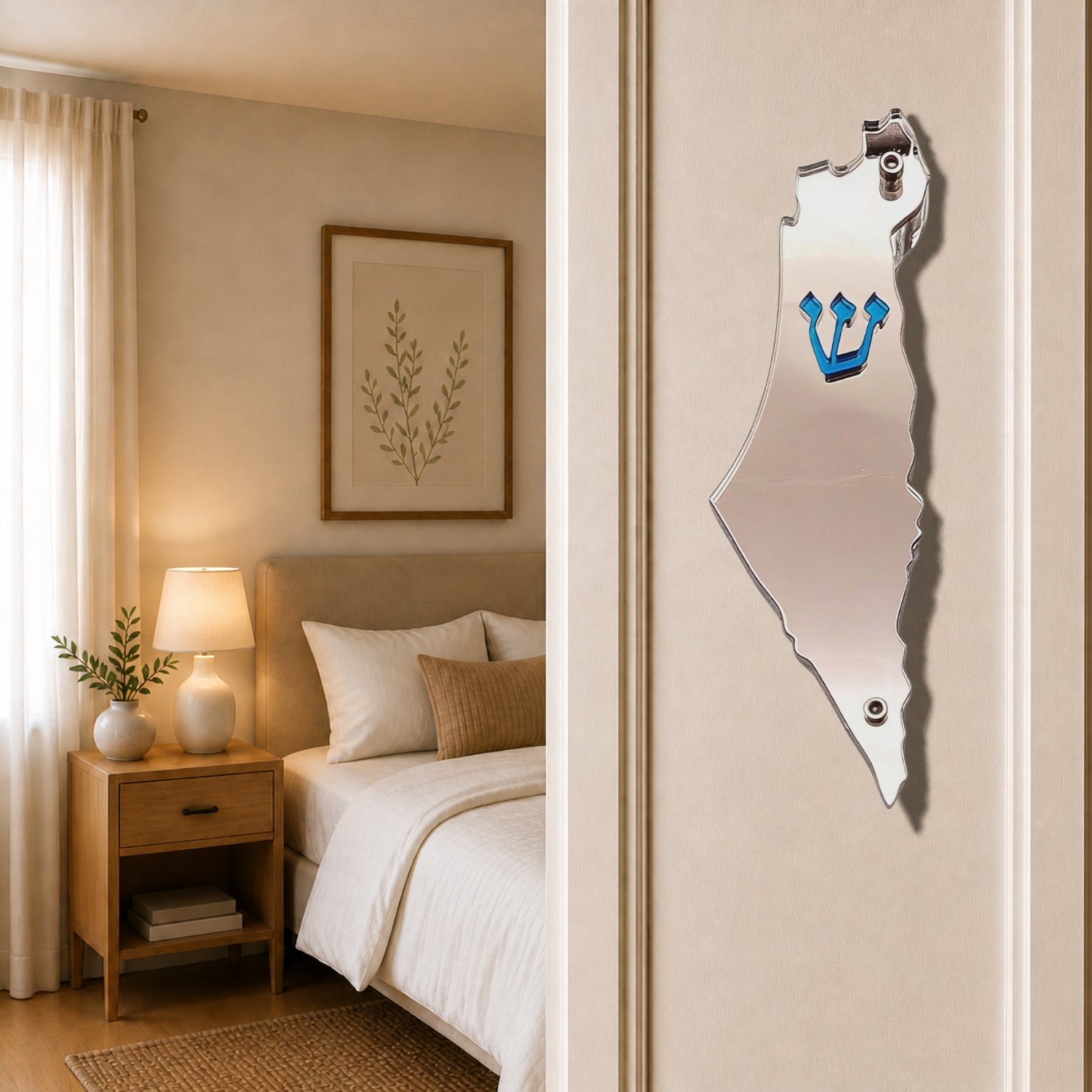 Genesis Map of Israel Mezuzah for Door – Handmade Premium Clear Acrylic Case – Model LSN-30021